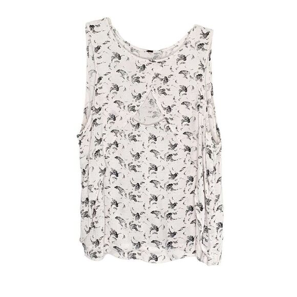 Free People Top Women’s White Black Look Through Keyhole Sleeveless Tank Small - Picture 3 of 11